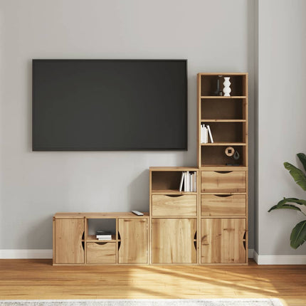 Mobile TV 5 pz con Contenitore ODDA in Legno Massello di Pino