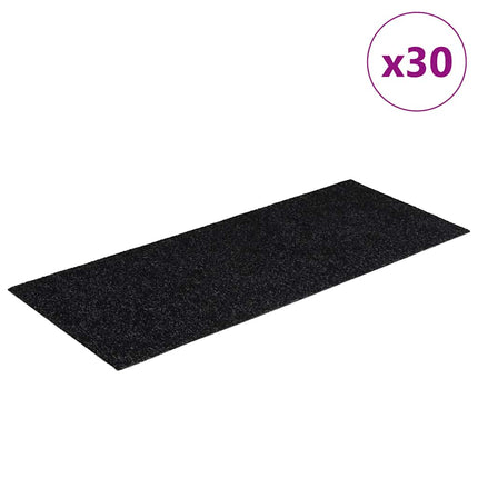 Tappetini per Scale Autoadesivi 30 pz Neri 60x25cm Rettangolare
