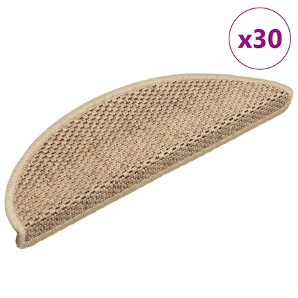Tappeti Autoadesivi Scale Aspetto Sisal 30 pz 56x17x3 cm Sabbia