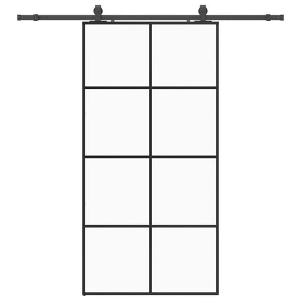 Porta Scorrevole con Ferramenta Nera 102,5x205 cm in Vetro ESG