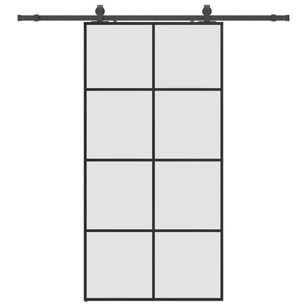 Porta Scorrevole con Ferramenta Nera 102,5x205 cm in Vetro ESG