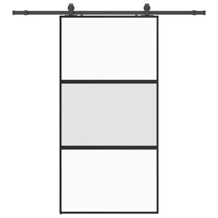 Porta Scorrevole Ferramenta Nera 102,5x205 cm Vetro Temperato
