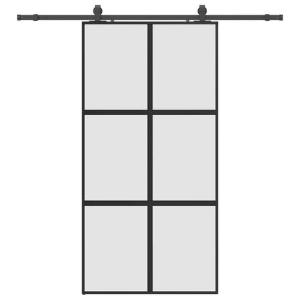 Porta Scorrevole Ferramenta Nera 102,5x205 cm Vetro Temperato