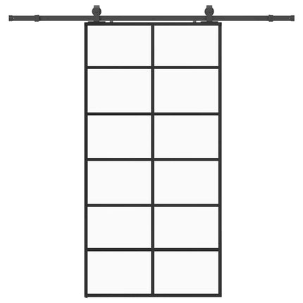 Porta Scorrevole con Ferramenta Nera 102x205 cm in Vetro ESG