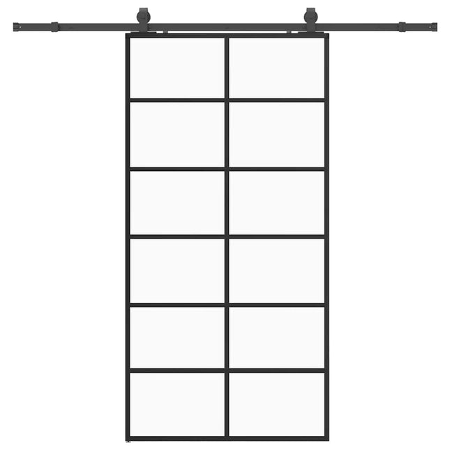 Porta Scorrevole con Ferramenta Nera 102x205 cm in Vetro ESG