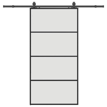 Porta Scorrevole con Ferramenta Nera 102,5x205 cm in Vetro ESG