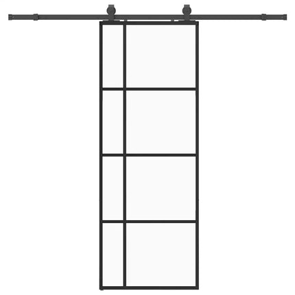 Porta Scorrevole con Ferramenta Nera 76x205 cm in Vetro ESG