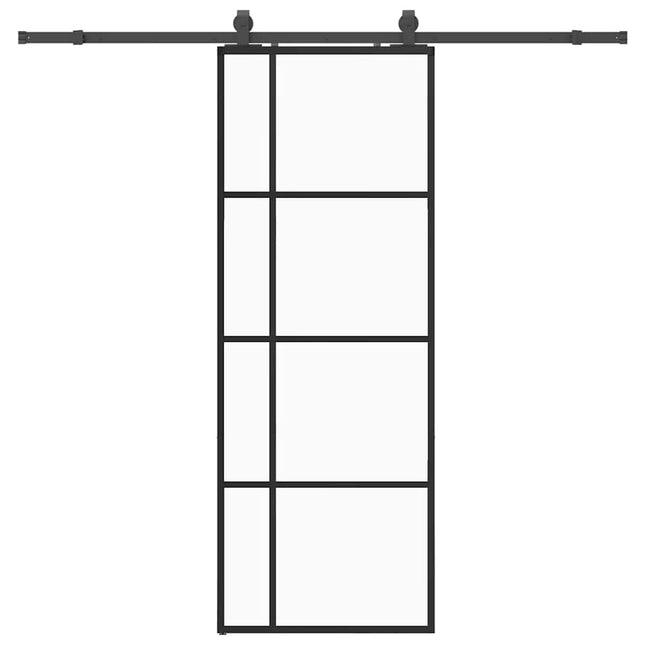 Porta Scorrevole con Ferramenta Nera 76x205 cm in Vetro ESG