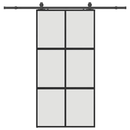Porta Scorrevole Ferramenta Nera 102,5x205 cm Vetro Temperato