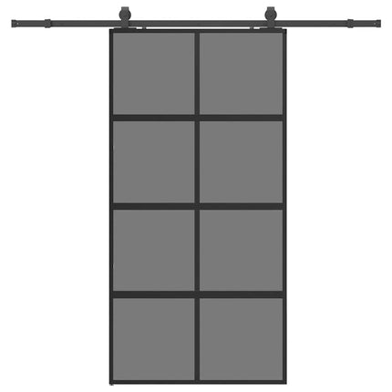 Porta Scorrevole Ferramenta Nera 102,5x205 cm Vetro Temperato