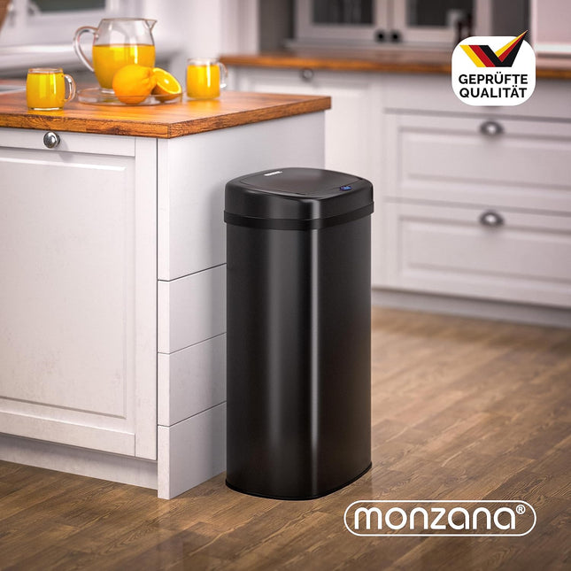 Cestino a sensore in acciaio inox Nero 58L