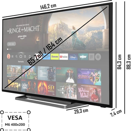 OFFERTA TOSHIBA SMART TV 65 Pollici ULTRA HD 4k Design Slim DVB-T2 Dolby vision HDR10 + staffa supporto