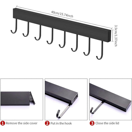 Barra da cucina, porta casseruola da parete da cucina per appendere utensili da cucina, barra per appendere guide di supporto 40 cm con 8 ganci