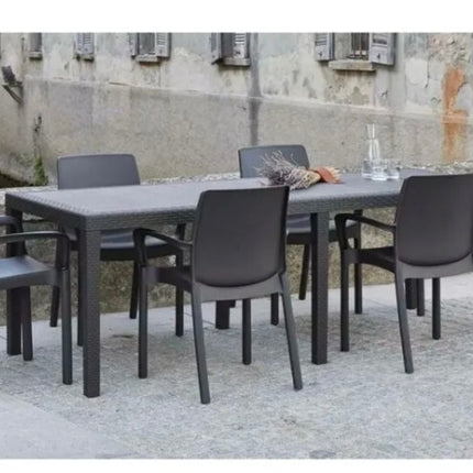 Tavolo da esterno allungabile Rattan (150-200)x90x72 cm + Kit n.4 Poltrone