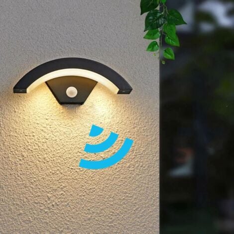 Applique da Esterno LED Moderna con Sensore di Movimento 24W 550LM, Gris Antracite Illuminazione Esterna a U IP65 3000K Luce Calda per Veranda Passerella Giardino Balcone